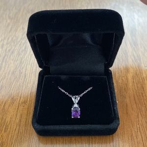 Diamond and Amethyst Gold Pendant with chain